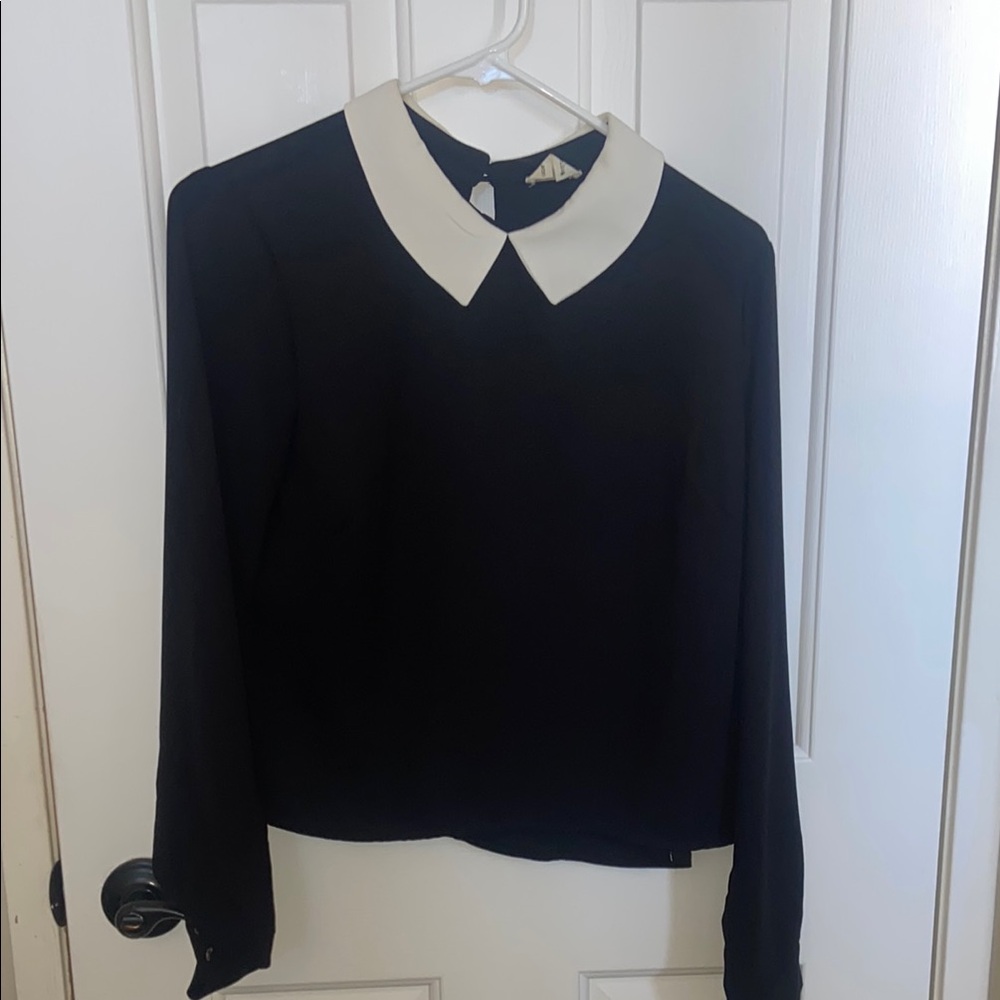 Black Blouse with White Collar